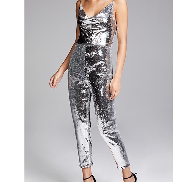 black halo sequin jumpsuit